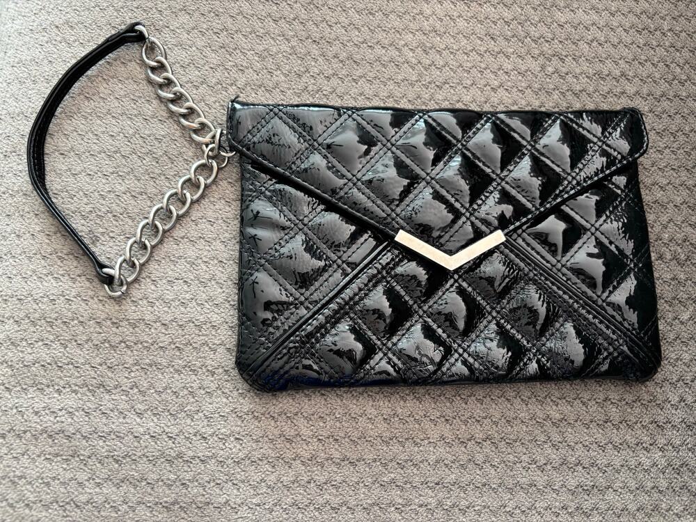 Express Quilted Envelope Clutch Wristlet Bag Black